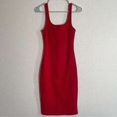 Red Dress - Mid-Length Body Con Never Worn Before - Has Tags Fits Sizes 2-4 Says Xs But Runs A Little Large Red Stretch Midi Length Bodycon Dress, Red Stretch Midi Bodycon Dress, Red Stretch Midi Dress, Red Stretch Sheath Bodycon Dress, Red Bodycon Sheath Midi Dress, Red Sheath Bodycon Midi Dress, Casual Red Midi Bodycon Dress, Casual Red Bodycon Midi Dress, Purple Long Dress