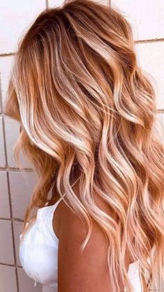 Gold Balayage, Copper Hair Color, Strawberry Blonde Hair, Long Blonde, Hair Color Balayage