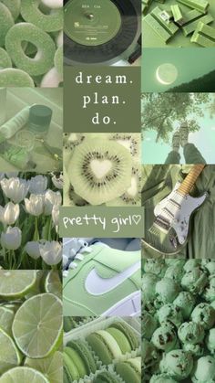 green and white collage with the words dream plan do