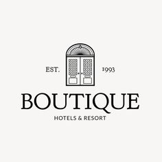 the logo for boutique hotels and resort, which is located in an old - fashioned window