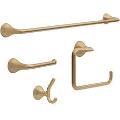 an image of bathroom accessories set in gold