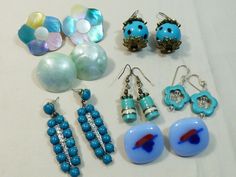 Retro VTG Modern Lot of 7 Blue Fashion Earrings Dangle Round Glass MOP | eBay Vintage Blue Dangle Earrings, Vintage Blue Clip-on Earrings For Gift, Earrings Dangle, Blue Fashion, Fashion Earrings, Round Glass, Dangle Earrings, Drop Earrings, Best Deals