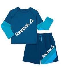 Your Toddler Boy Is Ready To Ride The Waves This Summer In This Super-Cute And Cool Two-Piece Rashguard Swim Set From Reebok. With A Matching Rashguard Top And Swim Shorts, This Swim Set If Crafted In Stretch Fabric For Added Comfort That’s Also Quick-Drying And Features Upf 50 Sun Protection. Now He Can Slip On His Sandals And Head Out To The Beach Or Hang By The Pool. Material: 88% Polyester/12% Spandex Care: Machine Washable Country Of Origin: Imported Set Includes: 1 Rashguard Top And 1 Pair Pink Reebok Shoes, Pool Material, Red Reebok, Pink Reebok, Black Reebok, Nike Acg Jacket, Long Sleeve Rashguard, Boys Swimwear, Swim Shirts