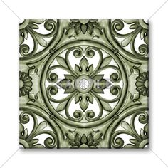 an artistic tile design in green and white