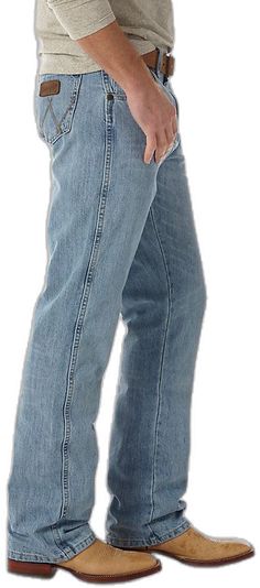 Western Style Straight Leg Jeans For Spring, Western Style Straight Leg Denim Bottoms, Western Style Cotton Straight Leg Bottoms, Cotton Straight Leg Western Bottoms, Western Style Straight Leg Cotton Bottoms, Western Straight Leg Cotton Bottoms, Western Mid-rise Bottoms With Five Pockets, Western Style Relaxed Fit Straight Leg Jeans, Western Style Mid-rise Bottoms With Pockets