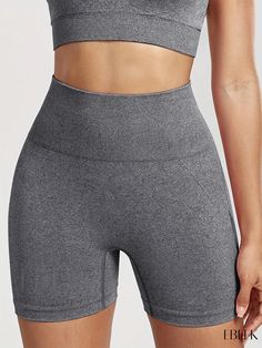 Ebeek - High-Waisted Leggings with Contrast Trim: The Stylish Casual Wear for Women in Spring and Summer Gray Yoga Bottoms With Built-in Shorts, High Waist Gray Yoga Pants, Tight High-waisted Gray Bottoms, Gray High-waist Sports Bottoms, Gray High Waist Sports Bottoms, High Waist Gray Gym Bottoms, Gray Stretch Bottoms With Built-in Shorts, Gray Stretch Bottoms Mid-thigh Length, High Waist Gray Workout Bottoms