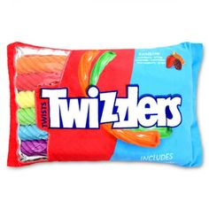 a bag of twinkies filled with fruit flavored gummy candies on a white background