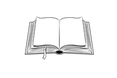 an open book on a white background