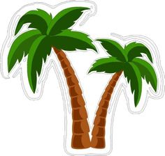 two palm trees sticker on a white background