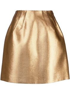 bronze metallic effect pleat detailing above-knee length concealed side zip fastening mid-length straight hem Dice Kayek, Gold Skirt, Gold Light, Above Knee, Mid Length, My Fashion, Side Zip, High Waisted Skirt