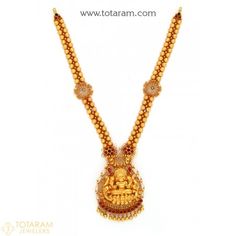 22K Gold 'Lakshmi' Necklace with Beads (Temple Jewellery) - 235-GN3271 - Buy this Latest Indian Gold Jewelry Design in 32.400 Grams for a low price of $1,786.99 Temple Jewelry Style Engraved Necklace For Celebration, Temple Jewelry Style Locket Necklaces For Celebration, Celebration Temple Jewelry Necklace With Locket, Engraved Temple Jewelry Necklace For Celebrations, Temple Jewelry Locket Pendant Necklace, Gold Antique Finish Temple Jewelry Necklace, Hallmarked Gold Temple Necklace, Festive 22k Gold Handmade Temple Necklace, Ceremonial 22k Gold Temple Necklace