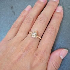 Triangle Diamond Engagement Ring Trillion Diamond 14 Karat Trillion Cut Ethical Diamond Ring In Rose Gold, Geometric Diamond Ring, Trillion Diamonds, Triangle Diamond, Geometric Diamond, Diamond Engagement Ring, Rose Gold Ring, Gold Ring, Diamond Engagement