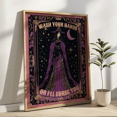 a poster on the wall that says wash your hands or i'll curse you