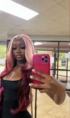 Frontal Wig Hairstyles, Wig Ideas, Birthday Hairstyles, Frontal Hairstyles, Pink Wig, Pretty Hair Color, Dope Hairstyles, Hair Laid, Front Lace Wigs Human Hair