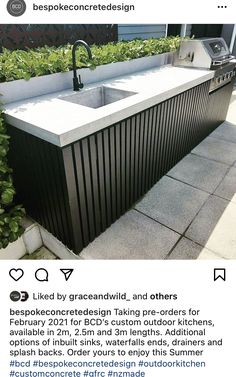 an outdoor kitchen is featured on instagram