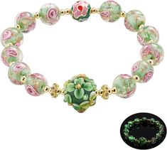 Amazon.com: AVJUTER Glow in The Dark Beaded Bracelets - Green Firefly Beads Stretch Bracelet for Women - Murano Glass Jewelry Friendship Bracelets Teacher Appreciation: Clothing, Shoes & Jewelry Dark Bracelet, Flowers Beads, Jewelry Friendship, Mermaid Glass, Bracelets With Meaning, Mermaid Bracelet, Murano Glass Jewelry, Kawaii Jewelry, Bracelets Diy