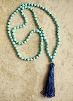 Turquoise Mala Necklace Turquoise Howlite 108 Mala Hand Knotted Mala Necklace Blue Tassel Mala Bead Yoga Gift Jewelry Prayer Beads Necklace - 8mm Turquoise Howlite 108 beads - 10 mm Howlite Guru bead - 9cm Blue tassel MY SHOP: https://www.etsy.com/shop/BonBonStones Please contact me with any questions. I'm happy to help! Amazonite Jewelry, Knotted Mala, Amazonite Necklace, Blue Tassel, Necklace Turquoise, 108 Bead, Yoga Gifts, Turquoise Howlite, Mala Necklace