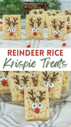 reindeer rice krispie treats on a plate