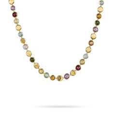 Marco Bicego Jewelry - 18K Yellow Gold & Mixed Gemstones Collar Necklace | Manfredi Jewels Mixed Stone Necklace, Short Necklaces, Gold Collar Necklace, Marco Bicego, Italian Jewelry, Fine Jewels, Strand Bracelet, Short Necklace, Link Necklace