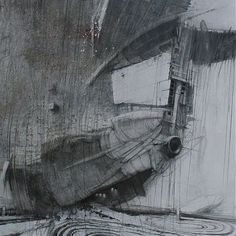 black and white drawing of a boat in the water