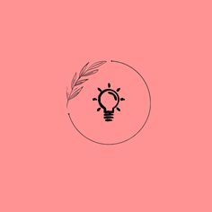 a light bulb with a plant growing out of it's center on a pink background