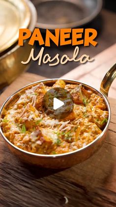 paneer masala recipe in a copper bowl on a wooden table with text overlay