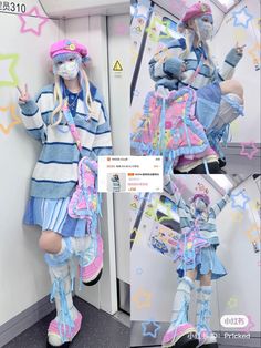 Pink Blue Outfit, Outfit Inspo Korean, Decora Fashion Outfits, Harajuku Fashion Aesthetic, Harajuku Fashion Kawaii, Harajuku Decora, Harajuku Aesthetic, Clothes Streetwear