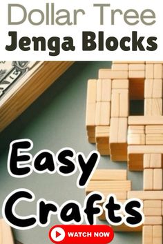 easy crafts made from wooden blocks with dollar bills in the background and text overlay