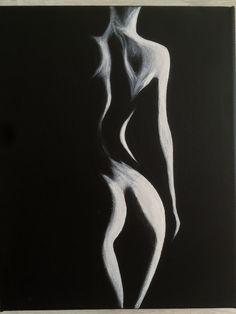 a black and white painting of a woman's body