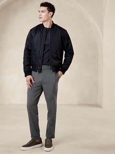 Tailored EWaist Tapered Pant | Banana Republic Factory Modern Workwear Pants With Zip Fly, Modern Workwear Bottoms With Zipper Closure, Workwear Bottoms With Zip Fly And Straight Hem, Versatile Business Casual Dress Pants With Elastic Waistband, Versatile Dress Pants With Elastic Waistband For Business Casual, Tapered Leg Pants With Zip Fly For Work, Casual Pants With Zip Fly For Work, Business Casual Bottoms With Zip Fly For Fall, Business Casual Dress Pants With Elastic Waistband For Fall