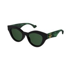 001 GUCCI Gucci GG0957S 001 Gucci Mini, Green Sunglasses, Green Lenses, Green Frame, Gucci Sunglasses, Cat Eye Frames, Black Green, Face Shapes, Cat Eye Sunglasses