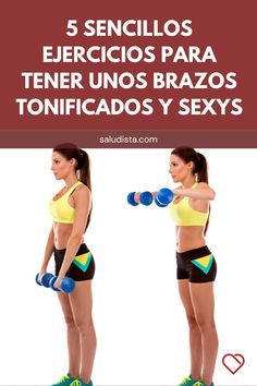 a woman is doing exercises with dumbbells