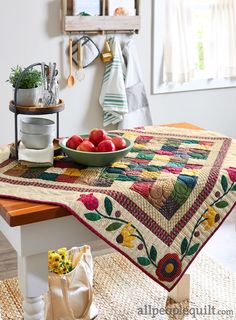 a bowl of fruit is sitting on a table