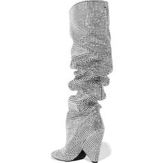 Plunge foot first into the thigh-high Queen Of Bling. This form fitting boot in black stretch suede features a sleek platform that provides a touch of relief from the dramatic 100mm pitch.Fully swarovski crystals encrusted for a total of 25000 stones. Heels 100mm. [custom tab] UPPER #1: 100% GOAT LEATHER | LINING #1: 100% SHEEP LEATHER | OUTSOLE #2: 100% COW LEATHER | INSERT #1: 100% GLASS FIBRE [/custom tab] Knee High Heel Boots, Bling Heels, Black Knee Boots, Black Leather Knee High Boots, Leather High Heel Boots, Slouch Boots, Leather Knee Boots, Boots Knee High, Black High Heel Boots