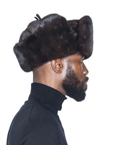 Our Mahogany Mink Trooper Hat is custom made for your head size and takes 1 week to make. Features: Genuine Mahogany Mink All Mink Outer Leather Tie Strings Quilted Inside Brown Fur Felt Top Hat For Winter, Brown Hat Bands For Hunting In Winter, Brown Winter Hat Bands For Hunting, Luxury Fitted Brown Hat, Brown High Crown Winter Hat, Brown Curved Brim Costume Hat For Winter, Brown Winter Costume Hat With Curved Brim, Orion Black, Trooper Hat