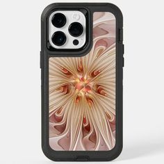 an iphone case with a flower design on the front and back cover in pink tones