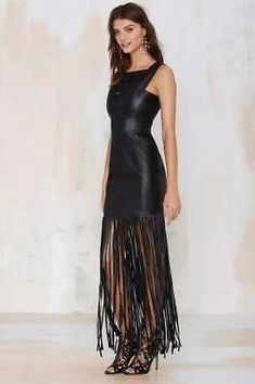 New Women's Genuine soft Lambskin Leather Designer party wear Ladies Dress MML42 | eBay Black Leather Dresses, Fringe Dress, Leather Dresses, Fashion Mode, Leather Dress, Leather And Lace, Women's Dresses, A Black, Party Wear