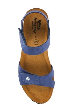 Adjustable straps allow for a customized fit on a supple suede sandal lifted by a modest platform and cork-wrapped wedge heel. 2" heel; 3/4" platform Adjustable straps with hook-and-loop closures Contoured footbed Leather upper and lining/synthetic sole Made in Spain Suede Closed Toe Wedge Sandals With Removable Insole, Adjustable Suede Sandals With Heel Loop, Suede Wedge Heel Sandals With Heel Loop, Suede Ankle Strap Sandals With Cork-bed Midsoles, Suede Open Heel Wedge Sandals With Heel Loop, Casual Suede Wedge Sandals With Heel Strap, Platform Wedge Sandals, Suede Sandals, Platform Wedge