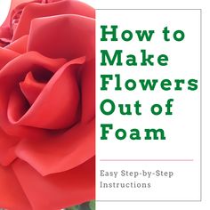 a red rose with the words how to make flowers out of foam instructions on it