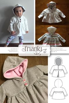 the sewing pattern for this baby's hoodie is easy to sew