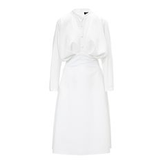 White Midi Dress With Draping And Buttons Dress With Draping, White Midi, Mid Length Dresses, White Midi Dress, Fashion Jewellery, Independent Designers Fashion, Shirt Sale, Badger, Capsule Wardrobe