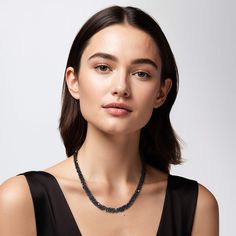 An exquisite ladies necklace is adorned with over 200 dark black Spinel beads. Each bead is meticulously chosen to create a statement piece that exudes sophistication and shine. The necklace, gracefully drapes along the neckline with the allure of the deep black Spinel. Embrace the bold charm of black Spinel, allowing each bead to shimmer and sparkle, adding a touch of glamour to every step you take. Elegant Black Beaded Pearl Necklace, Formal Chain Necklace With Round Beads, Luxury Black Pearl Necklace With Round Beads, Elegant Round Beads Chain Necklace For Parties, Elegant Beaded Necklaces For Party, Elegant Formal Jewelry With Black Beads, Elegant Black Pearl Necklace For Evening, Elegant Black Beaded Jewelry, Elegant Black Beaded Jewelry For Formal Occasions