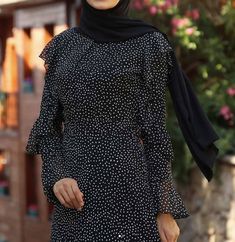 Polka Dot Chiffon Summer Dress black white flair Flair Sleeves, Chiffon Summer Dress, Business Tops, Summer Favorites, Shop Small Business, Polka Dot Pattern, Modest Fashion, Summer Dress, The City