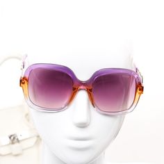 Emilio Pucci Women's Violet 54mm Square Uv Protection Sunglasses 100% Uv Protection Gradient Lenses Plastic & Metal Enamel Detail On The Side With A Gradient Purple Pink Made In Italy Includes Padded Pillow Like Fuchsia Case And Dust Cloth Size 54mm Lens Width 22mm Bridge Width 140mm Temple Length New With Tags All Items Are Authentic And Ship Next Business Day From A Smoke/Pet Free Home Comment With Any Questions Sunglasses Uv Protection, Emilio Pucci, Uv Protection, Temple, Violet, Lenses, Bridge, Sunglasses, Italy