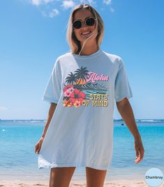 Aloha State of Mind Summer Beach Vacation Unisex Comfort Colors Shirt,retro Hawaii Tshirt,aloha Wear,womens Vintage Oversized Aloha T Shirt - Etsy Hawaii Tshirt, Comfort Wear, Summer Tshirts, Summer Beach, Girls Trip, Beach Vacation, Comfort Colors, Bathing Beauties, Tops & Tees