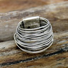 Handmade Wraparound Silver Wire Ring Sterling Silver Ring | Etsy Silver Wire Rings, Wire Ring, Statement Ring Silver, Wire Rings, Wire Wrapped Rings, Unique Jewelry Designs, Ring Sterling Silver, Ring Handmade, Ring Silver