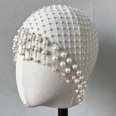 Boho Pearl And Rhinestone Net Luxury Look Headpiece * White * Pearls And Rhinestones * Size: One-Size (Crown: 58cm) (22.8" Inch) Vintage Head Pieces, Elegant Embellished Summer Jewelry, Elegant Rhinestone Fringe Headpiece For Party, Elegant Crystal Headpiece For Party, 1950s Headpiece, Elegant Party Headpiece With Rhinestone Fringe, White Rhinestone Party Headpiece, Pearls Headpiece, Luxury Vintage Headpiece With Pinched Crown