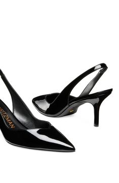 Sleek and sophisticated, this pointy-toed leather pump swaps out the heel counter for a breezy slingback strap. 4" heel Elasticized slingback strap Leather upper and lining/leather and synthetic sole Made in Spain Patent Leather Slingback Pumps For Night Out, Sleek Slingback Pumps With 4-inch Heel, Classic Patent Leather Slingback Pumps For Evening, Sleek High Heel Slingback Pumps, Sleek 4-inch Heel Slingback Heels, Sleek Slingback Pumps For Formal Occasions, Sleek Formal Slingback Pumps, Elegant Patent Leather Slingback Pumps With 4-inch Heel, Sleek Slingback Heels For Formal Occasions