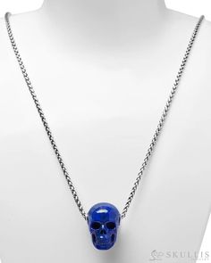 ORIGINAfghanistan HARDNESS5.5 NATURAL100% Natural Item ID: S0001530 Size: 1.2"x0.8"x0.9" (30x21x23 mm) Weight: 21g Material: Lapis Lazuli, 925 Sterling Silver Carved Skull, Skull Pendant Necklace, Lapis Lazuli Crystal, Chain For Women, Skull Bracelet, Skull Carving, Skull Jewelry, Skull Pendant, Skull Earrings