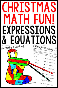 Spread holiday cheer in your 7th grade math lessons with these Christmas-themed worksheets! Designed to help students practice simplifying expressions and solving equations, this festive activity set keeps middle school math learners engaged while reinforcing essential math skills. Perfect for grades 6-8, these worksheets add a fun and festive touch to math during the holiday season. Christmas Math Activities, Simplifying Expressions, Maths Activities Middle School, Middle School Math Teacher, Teaching Algebra, Coloring Activities, Algebraic Expressions, Solving Equations, Math Coloring